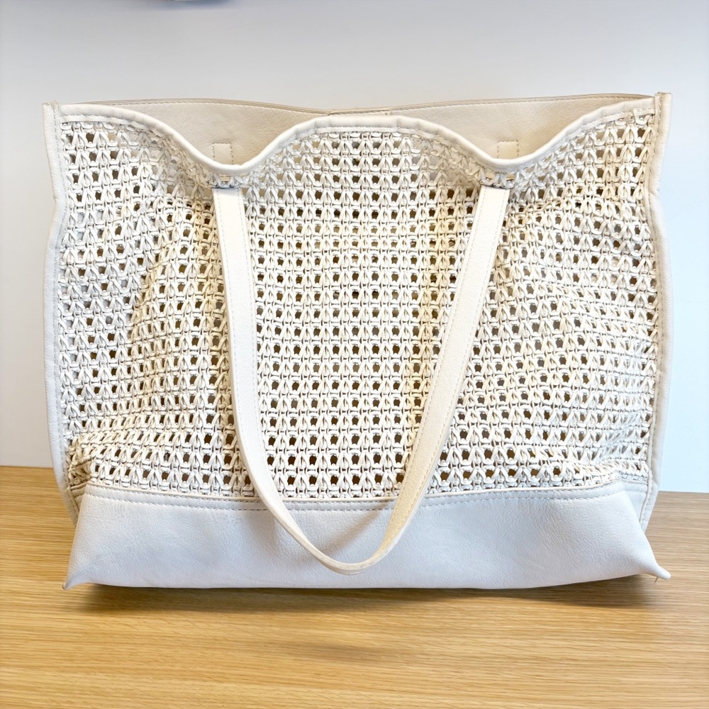 Anthropologie || Morgan Woven Tote Bag Cream White‎